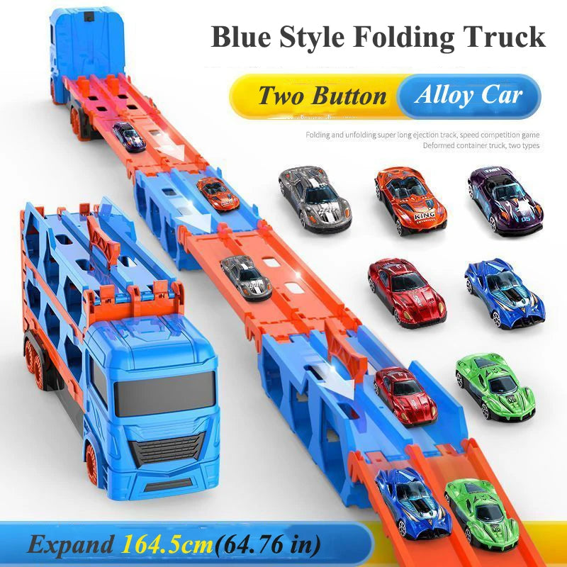 Large Folding Car Transporter Truck with Racing Track by HitMyNeed