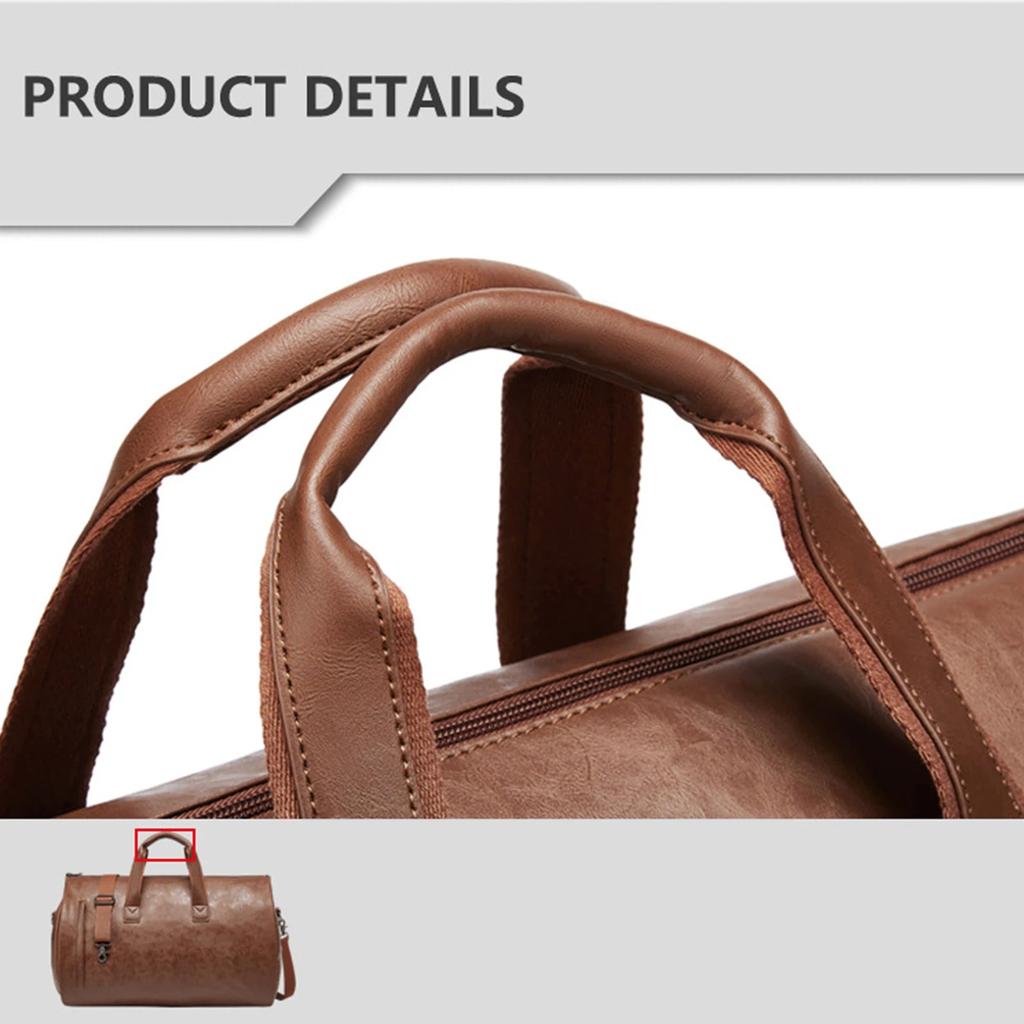 Leather Weekender Duffle Bag with Shoe Compartment by HitMyNeed