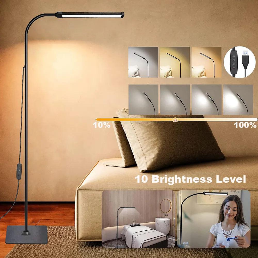 LED Floor Lamp with Dimmable Gooseneck, 3 Color Modes by HitMyNeed