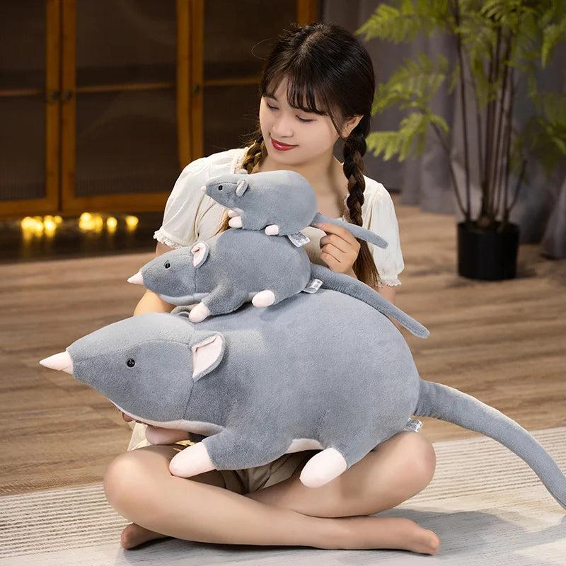Lifelike Grey Mouse Plush Toy Pillow by HitMyNeed