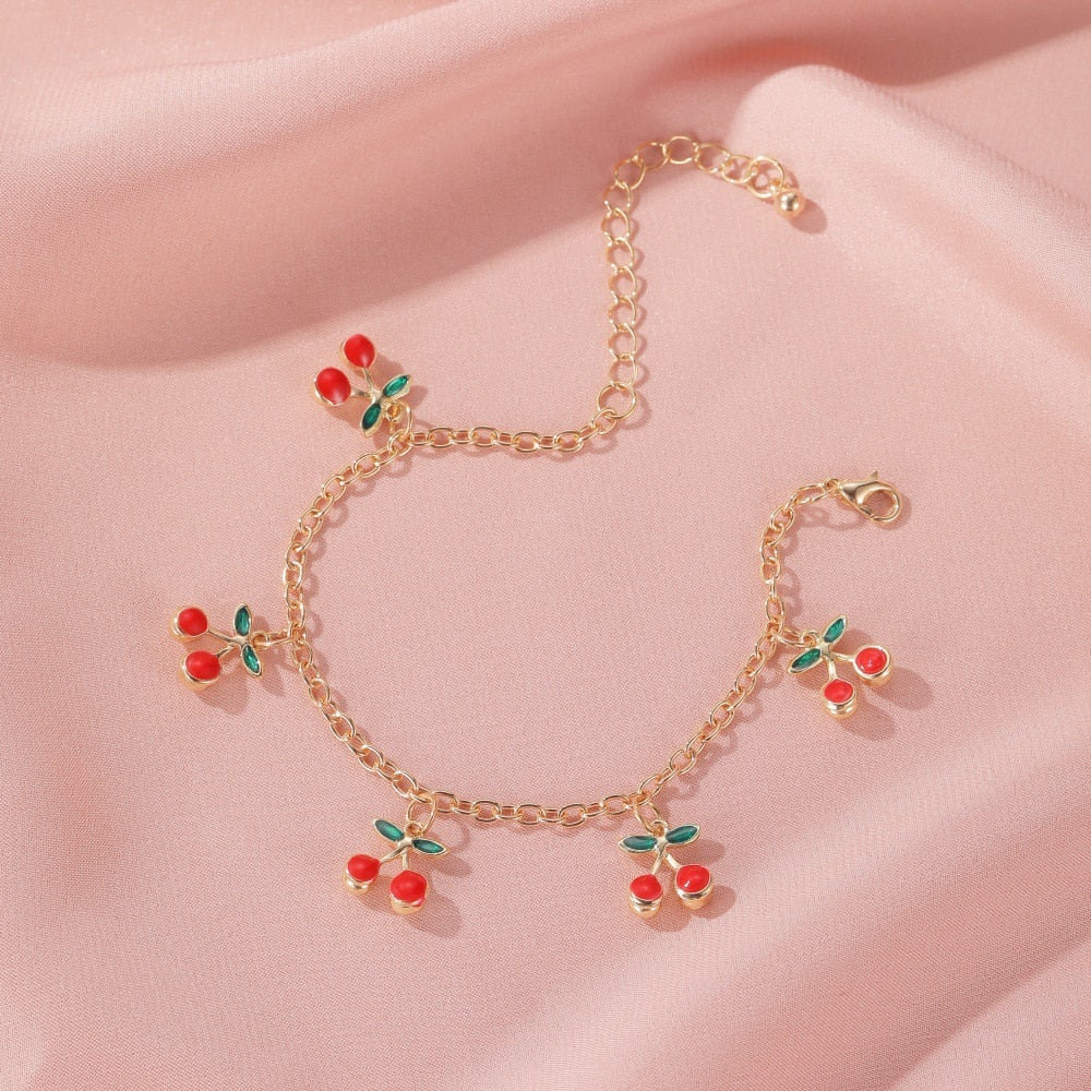 Lightweight Adjustable Cherry Charm Bracelet by HitMyNeed