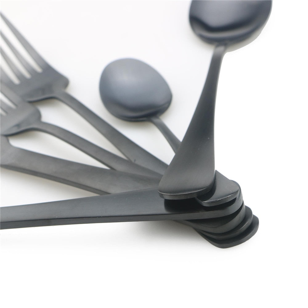 Matte Black Stainless Steel Cutlery Set, 6 Piece by HitMyNeed