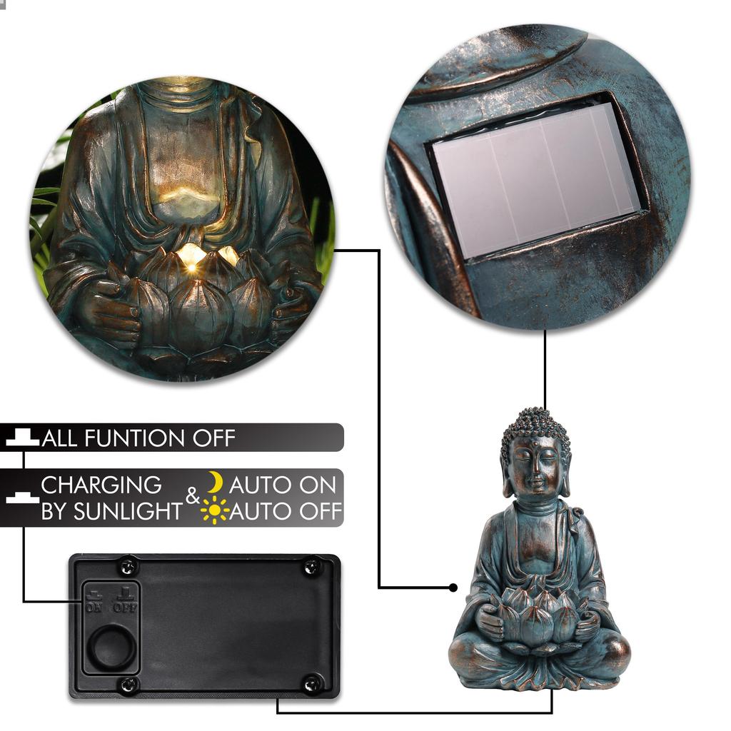 Meditating Garden Buddha Statue with Solar Light by HitMyNeed