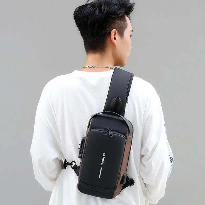 Men's Anti-Theft Crossbody Sling Bag with USB Port by HitMyNeed