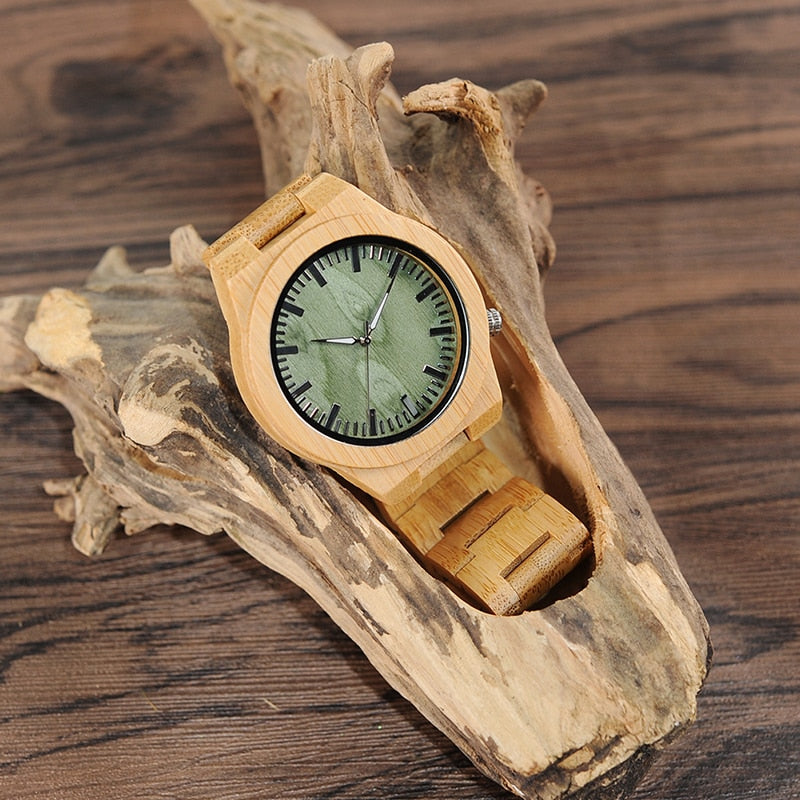 Men's Bamboo Analog Watch with Wooden Gift Box by HitMyNeed