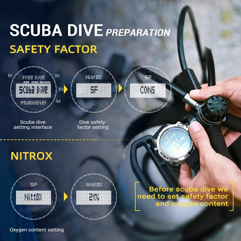 Men's Dive Computer Smartwatch with NDL & Compass by HitMyNeed