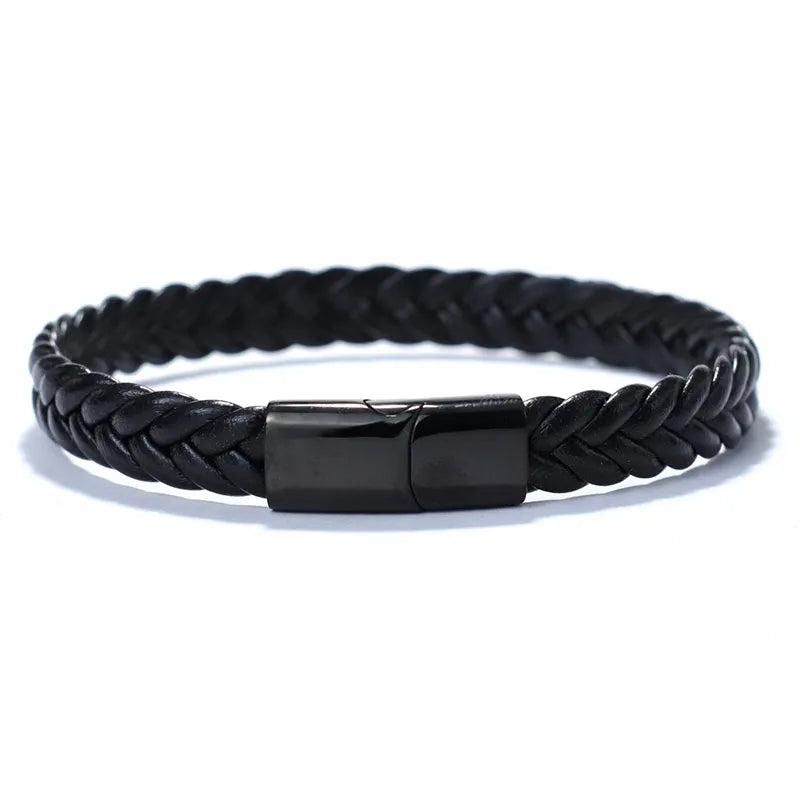 Men's Leather Bracelet with Stainless Steel Cable by HitMyNeed