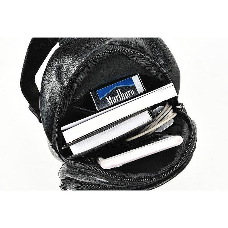 Men's PU Leather Small Crossbody Chest Bag by HitMyNeed