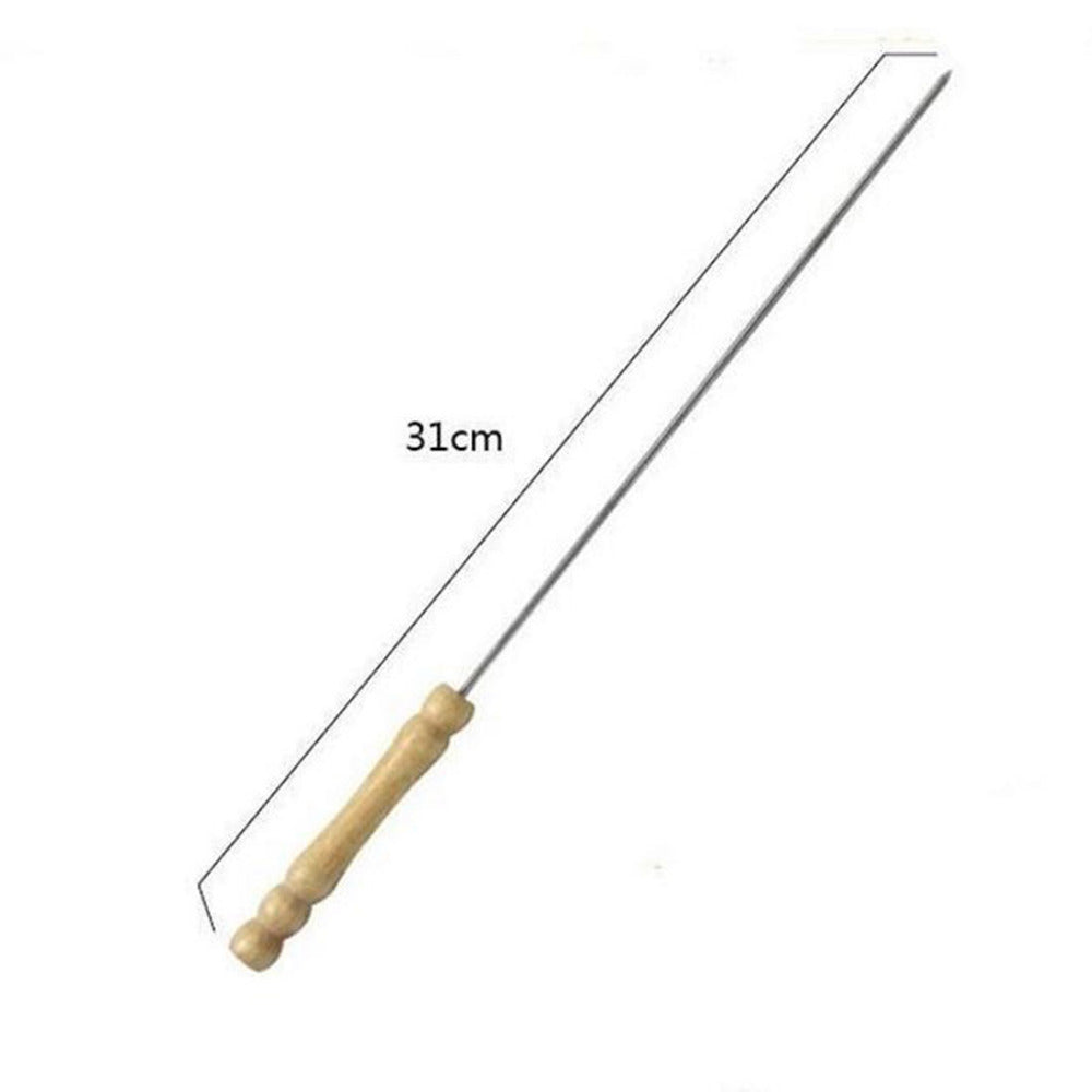 Metal BBQ Skewers with Wooden Handle - Set of 10 by HitMyNeed