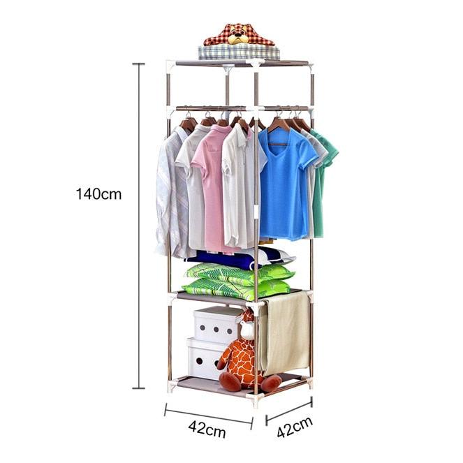 Metal Clothes Hanger Stand with 3 Storage Shelves by HitMyNeed