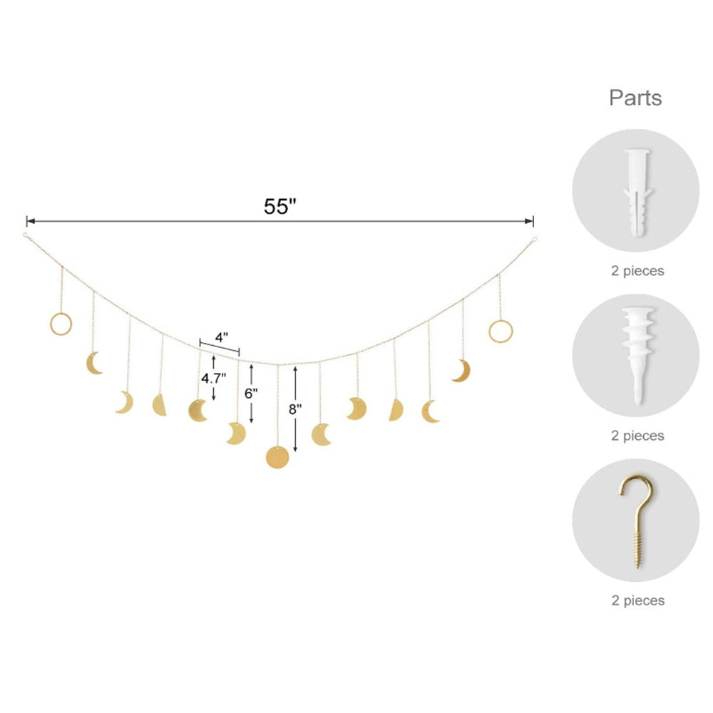 Metal Moon Phase Hanging Wall Decor Ornament by HitMyNeed