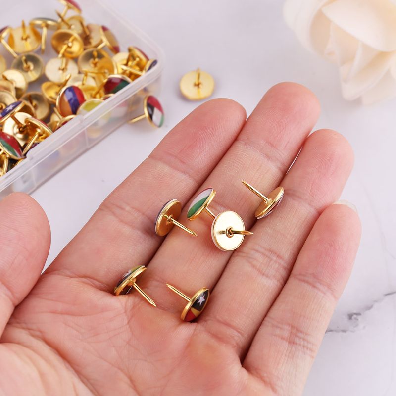 Metal World Flag Push Pins Set (100pcs) by HitMyNeed
