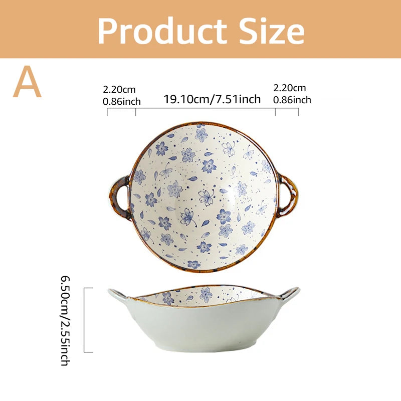 Microwavable Ceramic Bowl with Handles 700ml by HitMyNeed