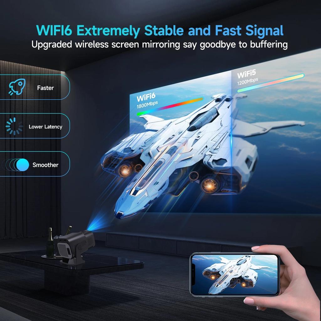 Mini 720P Android 11 Projector with WiFi 6 & BT5.0 by HitMyNeed