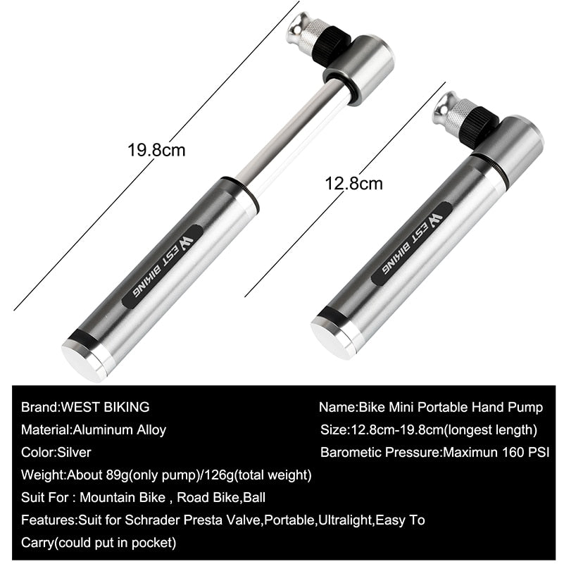 Mini Bike Pump Bicycle Tire Inflator 160 PSI by HitMyNeed