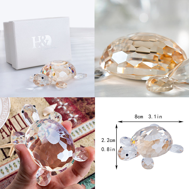 Mini Clear Crystal Turtle Figurine Ornament by HitMyNeed
