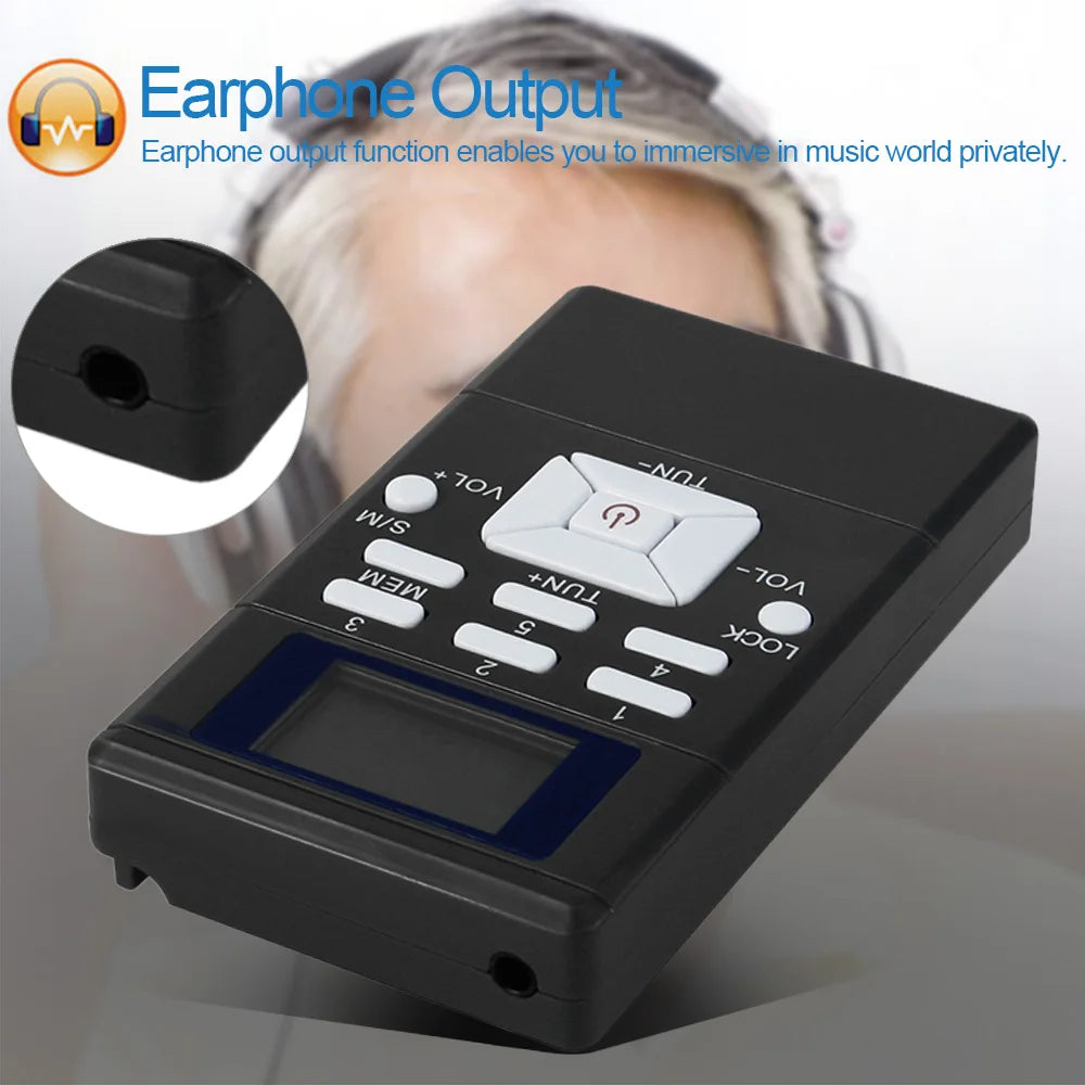 Mini Clip-On FM Radio with Digital Clock & Earphones by HitMyNeed