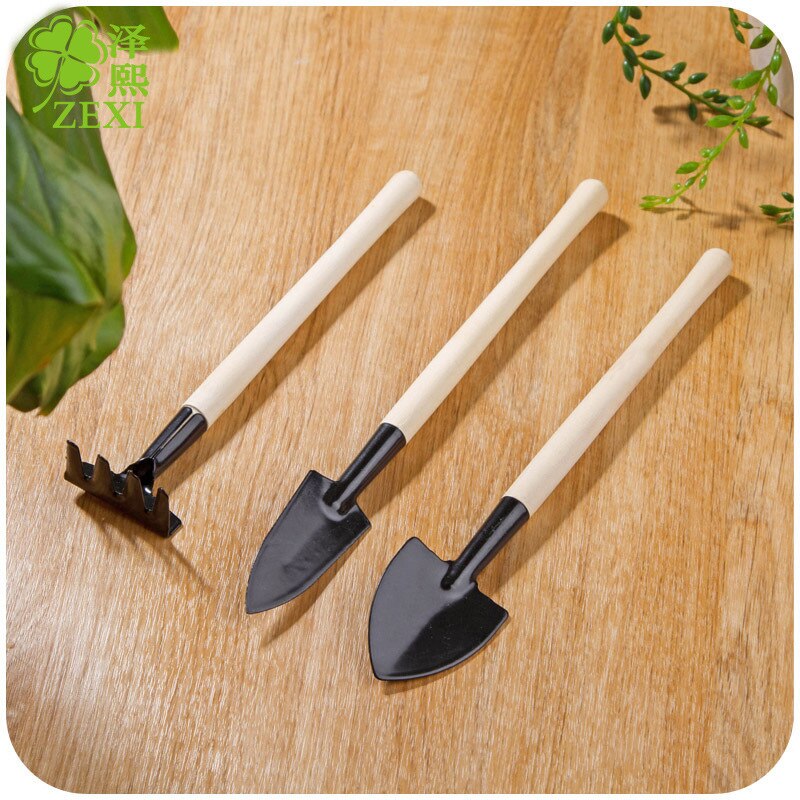 Mini Garden Hand Tool Set, 3-Piece Iron and Wood by HitMyNeed