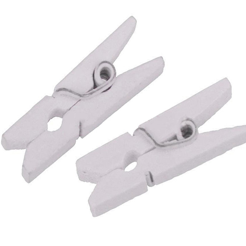 Mini White Wooden Pegs Clips 50pcs - 2.5cm by HitMyNeed