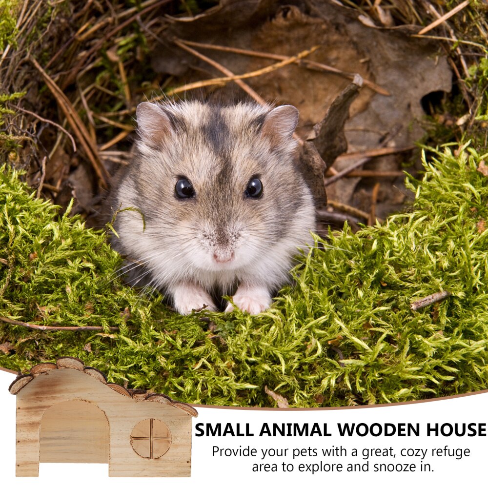 Mini Wooden Hamster House Cabin Shelter by HitMyNeed