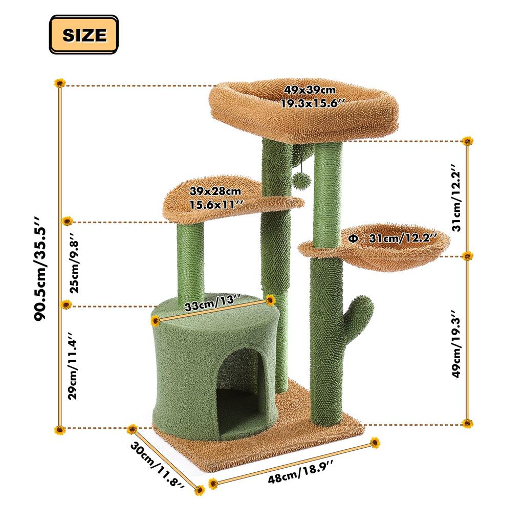 Multi Tier Cactus Cat Tower with Scratching Posts by HitMyNeed