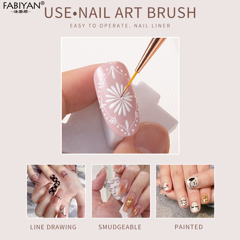 Nail Art Liner Brush Set 3pcs with Travel Pouch by HitMyNeed