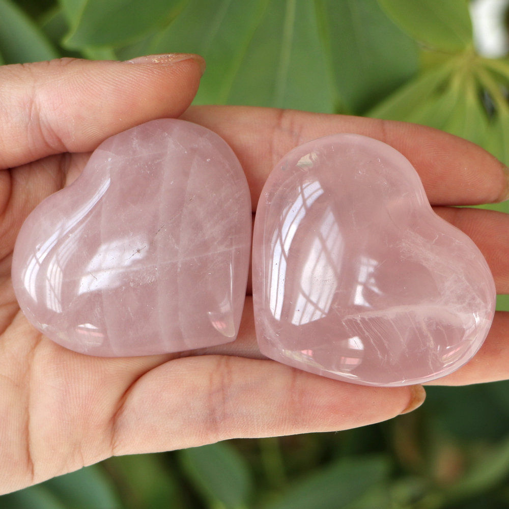 Natural Rose Quartz Heart Set (2pcs, 30mm) by HitMyNeed