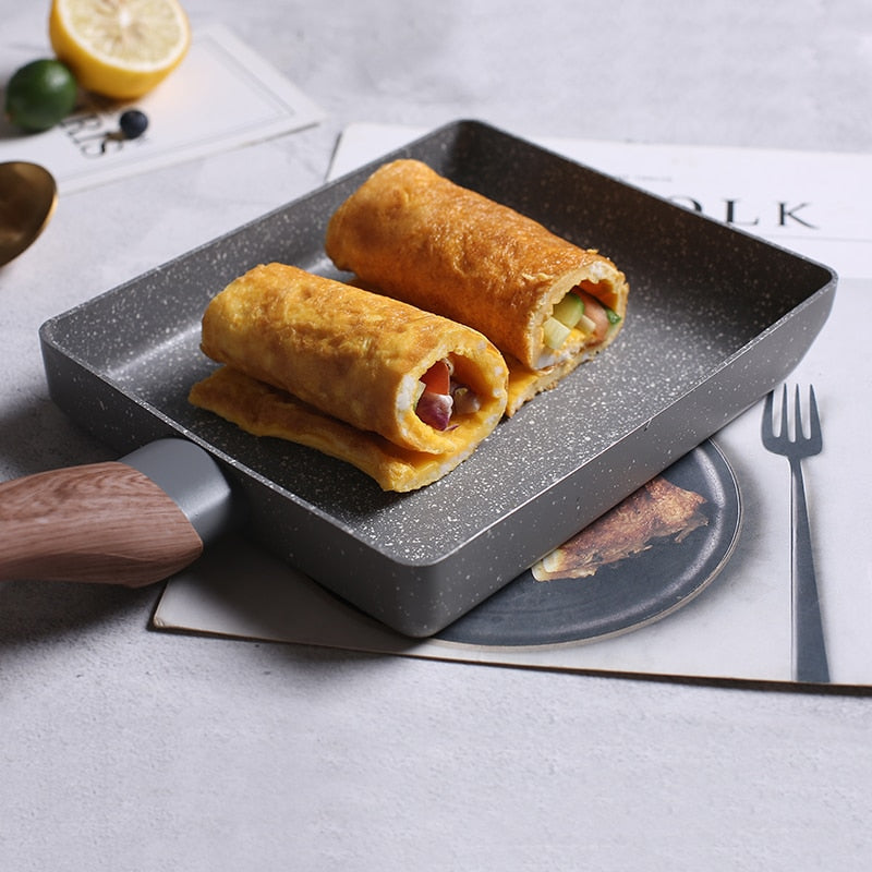 Non Stick Japanese Tamagoyaki Pan with Spatula Set by HitMyNeed