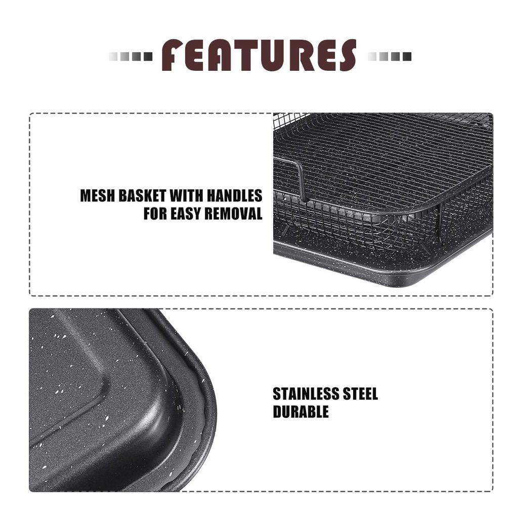 Non Stick Oven Mesh Tray with Drip Pan Set by HitMyNeed