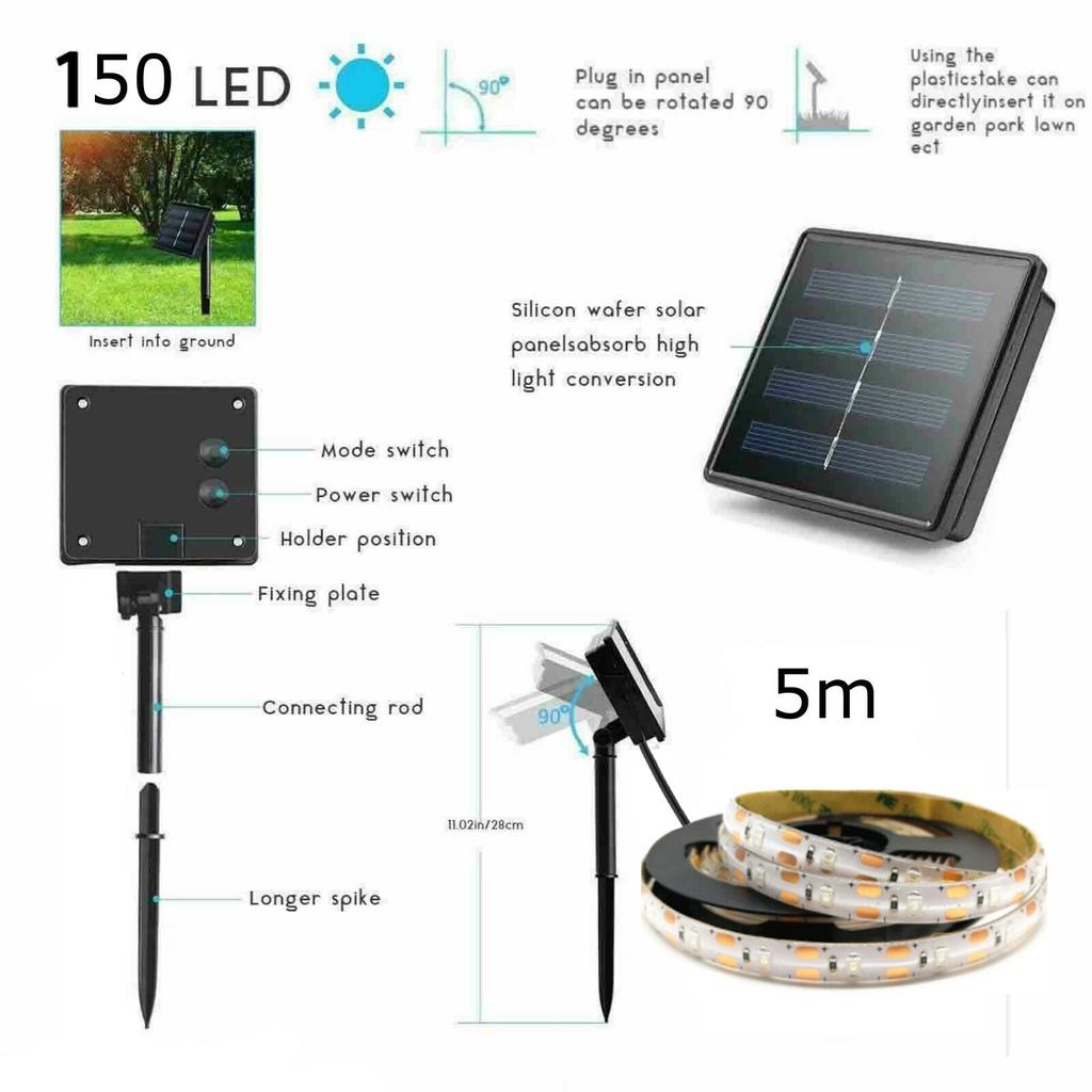 Outdoor Solar RGB LED Light Strip 5m IP65 by HitMyNeed