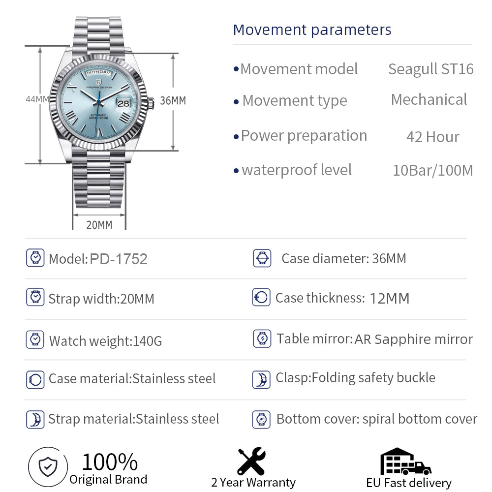 PAGANI DESIGN DD36 Automatic Men's Watch 36mm by HitMyNeed