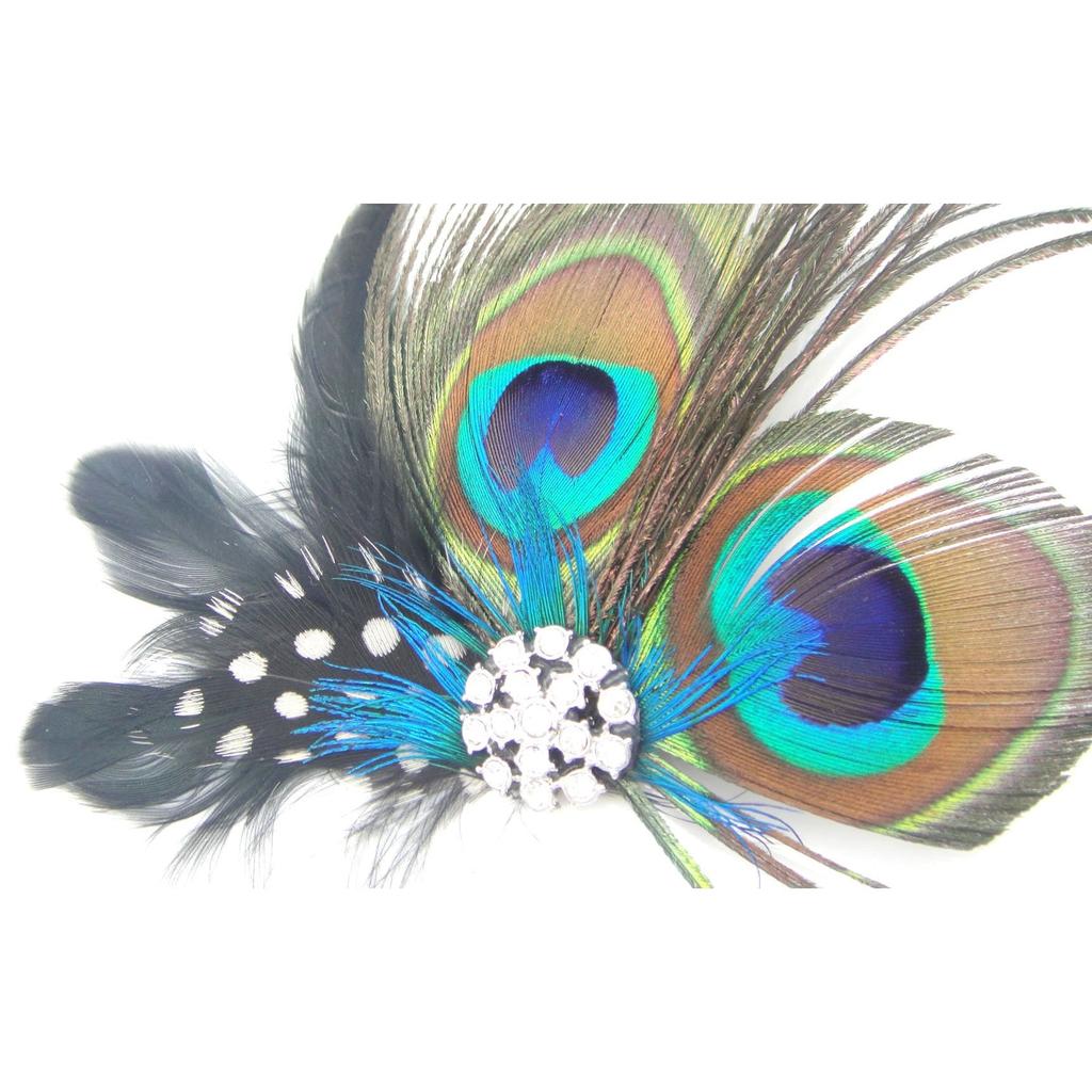 Peacock Feather Hair Clip with Alligator Fastening by HitMyNeed