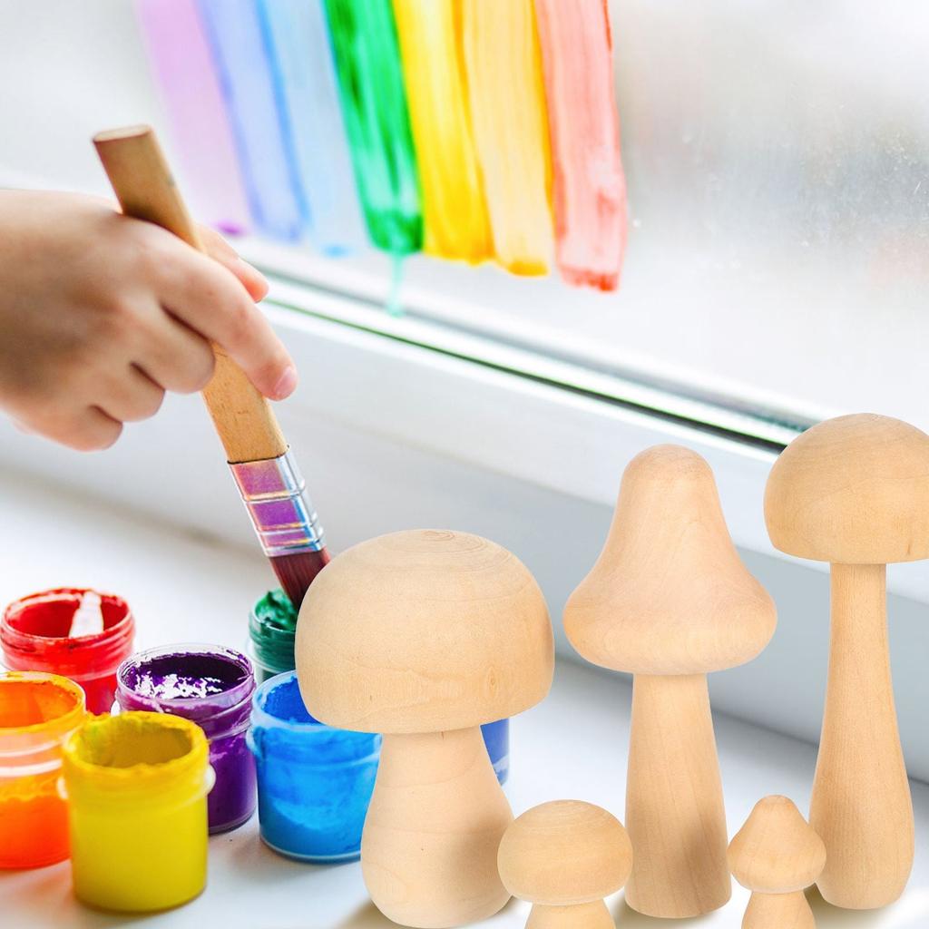 Plain Natural Wooden Mushrooms Set (6 Pieces) by HitMyNeed