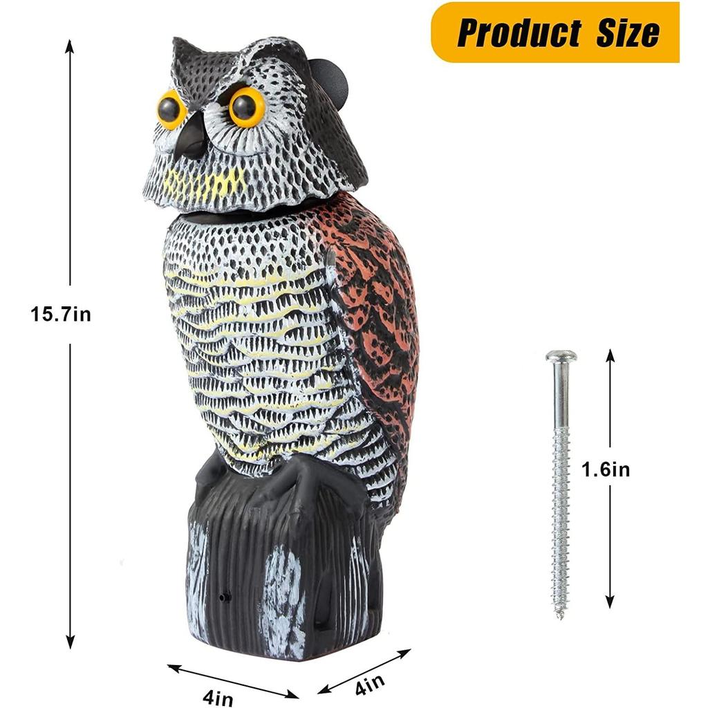 Plastic Owl Decoy with Rotating Head and Sound by HitMyNeed