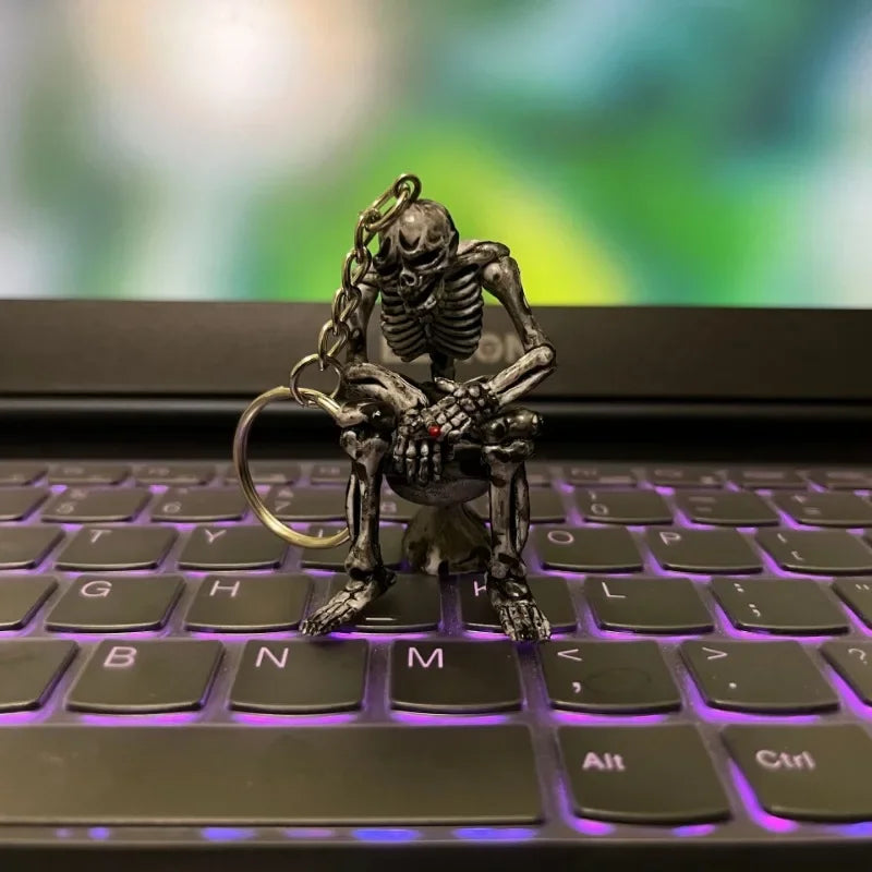 Punk Skeleton Toilet Ghost Retro Keychain Pendant by HitMyNeed
