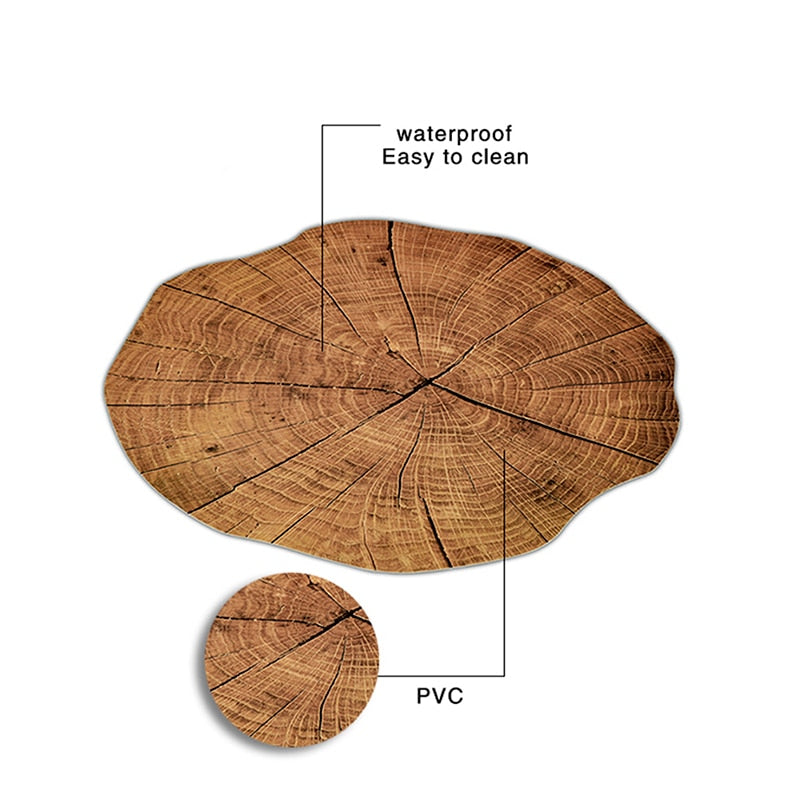 PVC Round Wood-Effect Placemats (Set of 2) by HitMyNeed