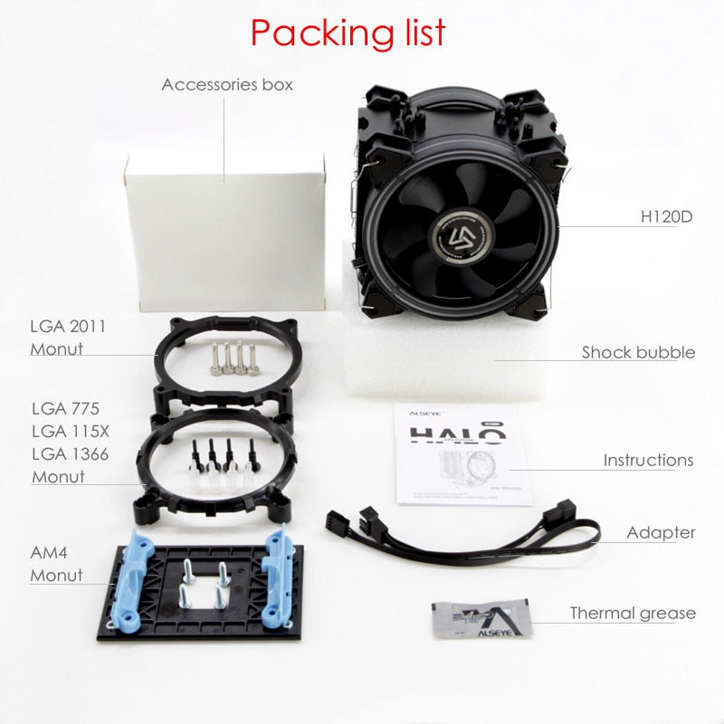 Rainbow LED Dual Fan CPU Cooler 120mm, 220W TDP by HitMyNeed