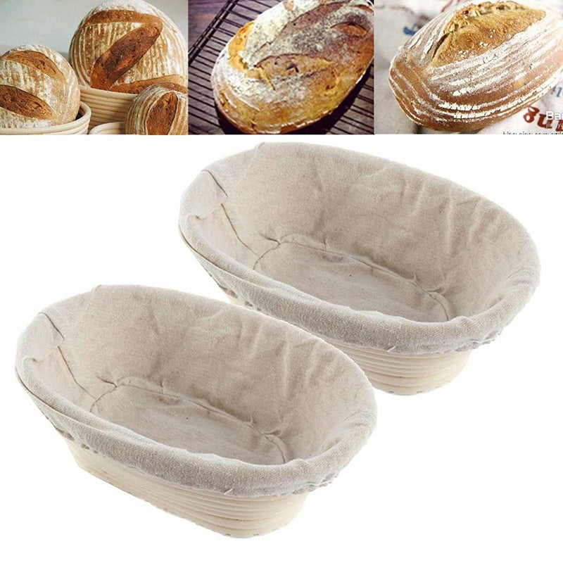 Rattan Bread Proofing Baskets with Liners (Set of 2) by HitMyNeed