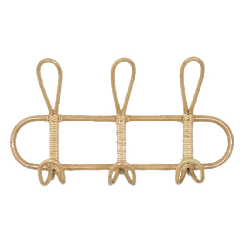 Rattan Wall Hook Rack - 3 Peg Natural Organizer by HitMyNeed