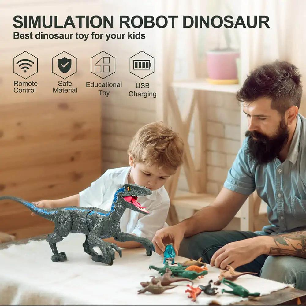 RC Walking Velociraptor Dinosaur Toy with Lights & Sound by HitMyNeed