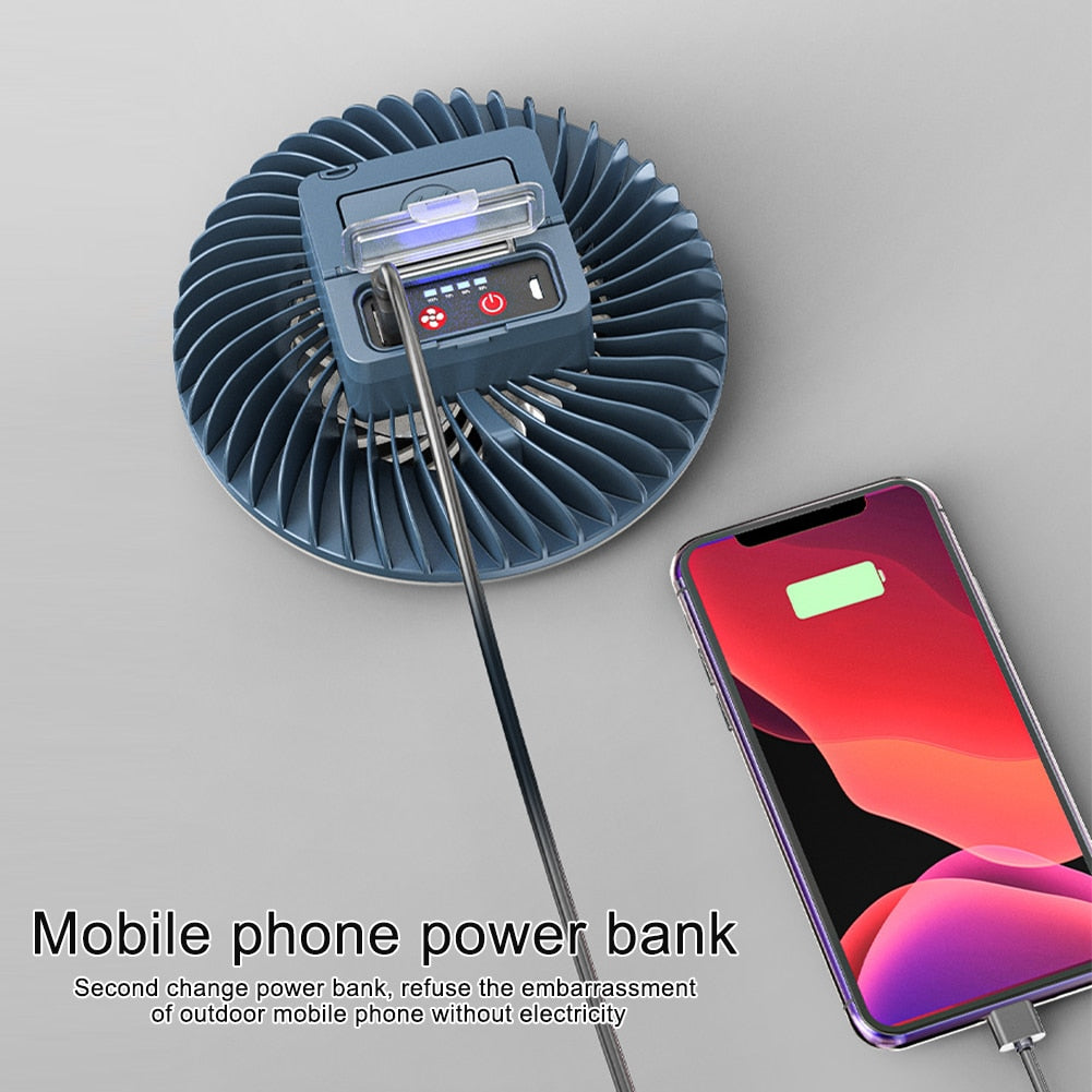 Rechargeable Foldable Camping Fan with LED Light by HitMyNeed