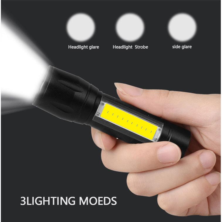 Rechargeable Pocket Torchlight with COB Side Light by HitMyNeed