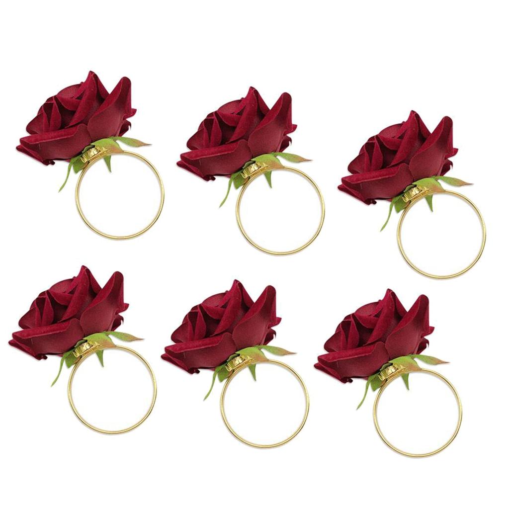 Red Rose Napkin Rings Set of 6 by HitMyNeed