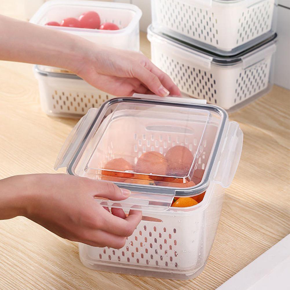 Refrigerator Storage Box with Drain Basket by HitMyNeed