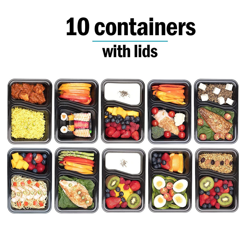 Reusable 2-Compartment Meal Prep Containers by HitMyNeed