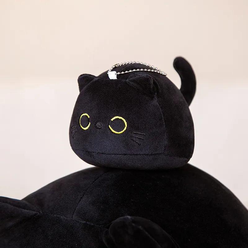 Round Black Cat Plush Ball Pillow for Kids by HitMyNeed