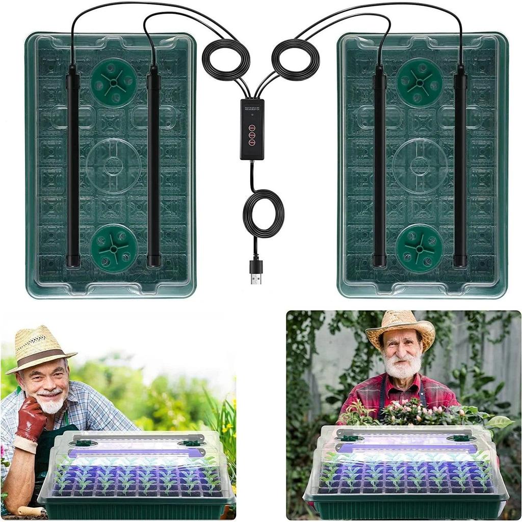 Seed Starter Trays with High Dome & LED Grow Lights by HitMyNeed