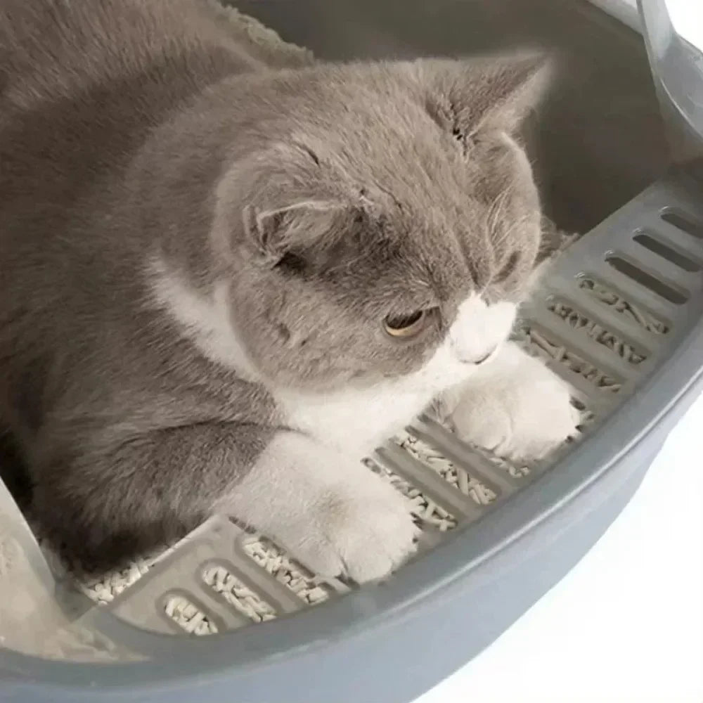 Semi-Enclosed High-Sided Cat Litter Box with Scoop by HitMyNeed