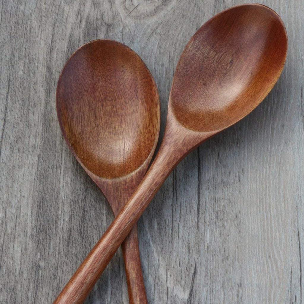 Set of 6 Wooden Spoons for Eating - 9 Inch by HitMyNeed