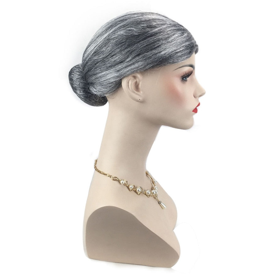 Short Grey Grandma Wig for Halloween Costumes by HitMyNeed